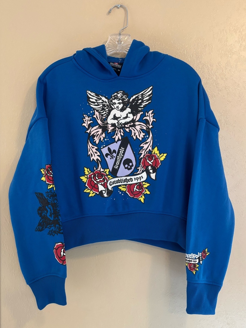 NWT South Pole women’s Established 1991 Y2K inspired cropped hoodie sz M